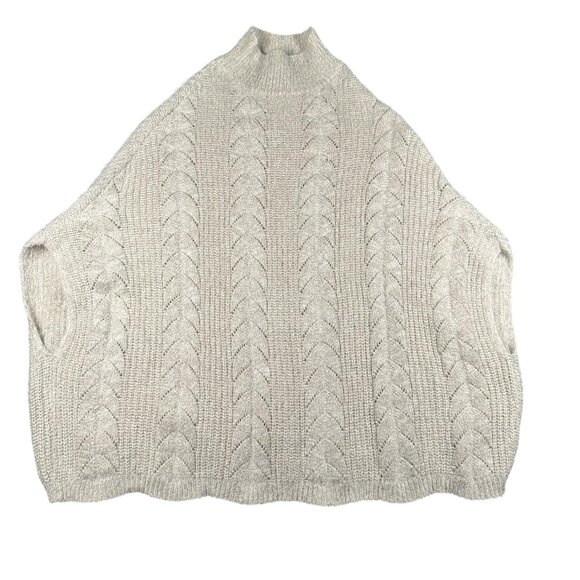 Akemi + Kin Sweater Womens One Size Beige Cable Knit Mock Neck Cozy Pullover Top - Picture 1 of 8